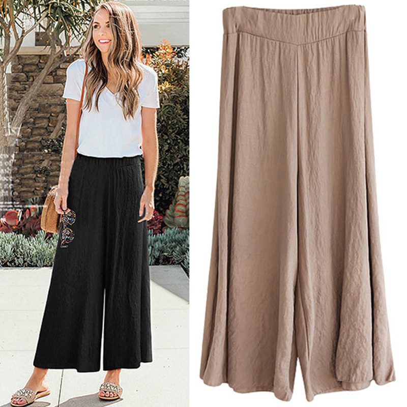 Plus Size Loose Wide Leg Pants Lightweight Cotton Linen Blend Casual Style Versatile for Summer Wholesale Available
