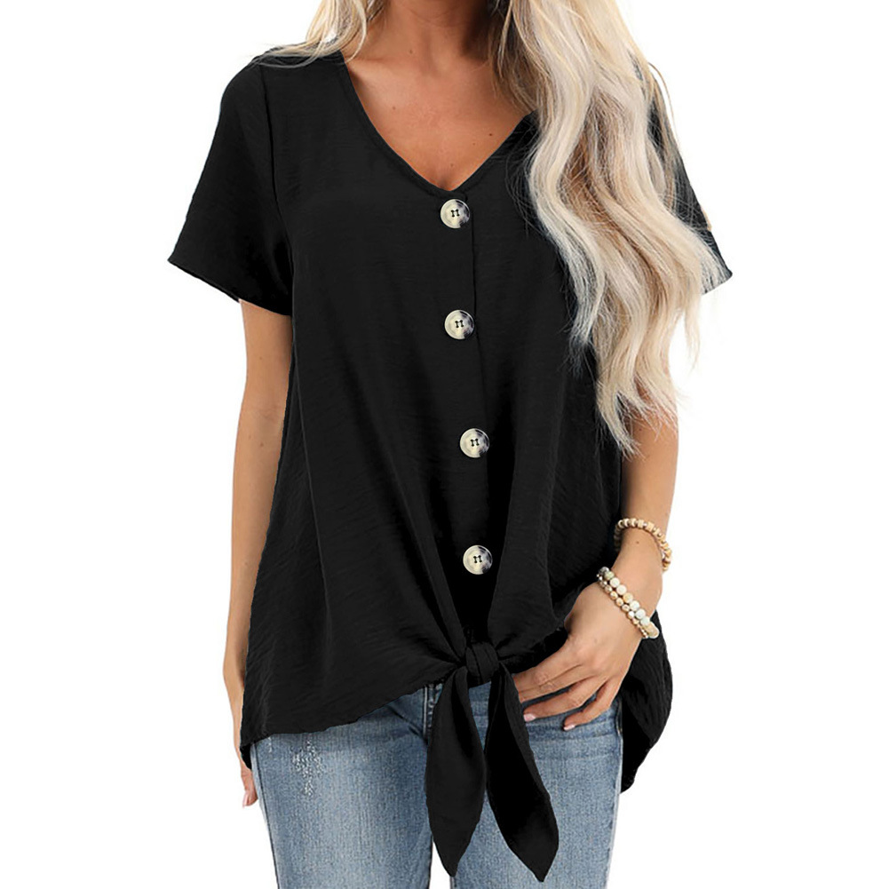 Womens Sleeveless V Neck Cardigan Solid Color Button Closure Knot Detail Casual Wear for Summer Wholesale Available