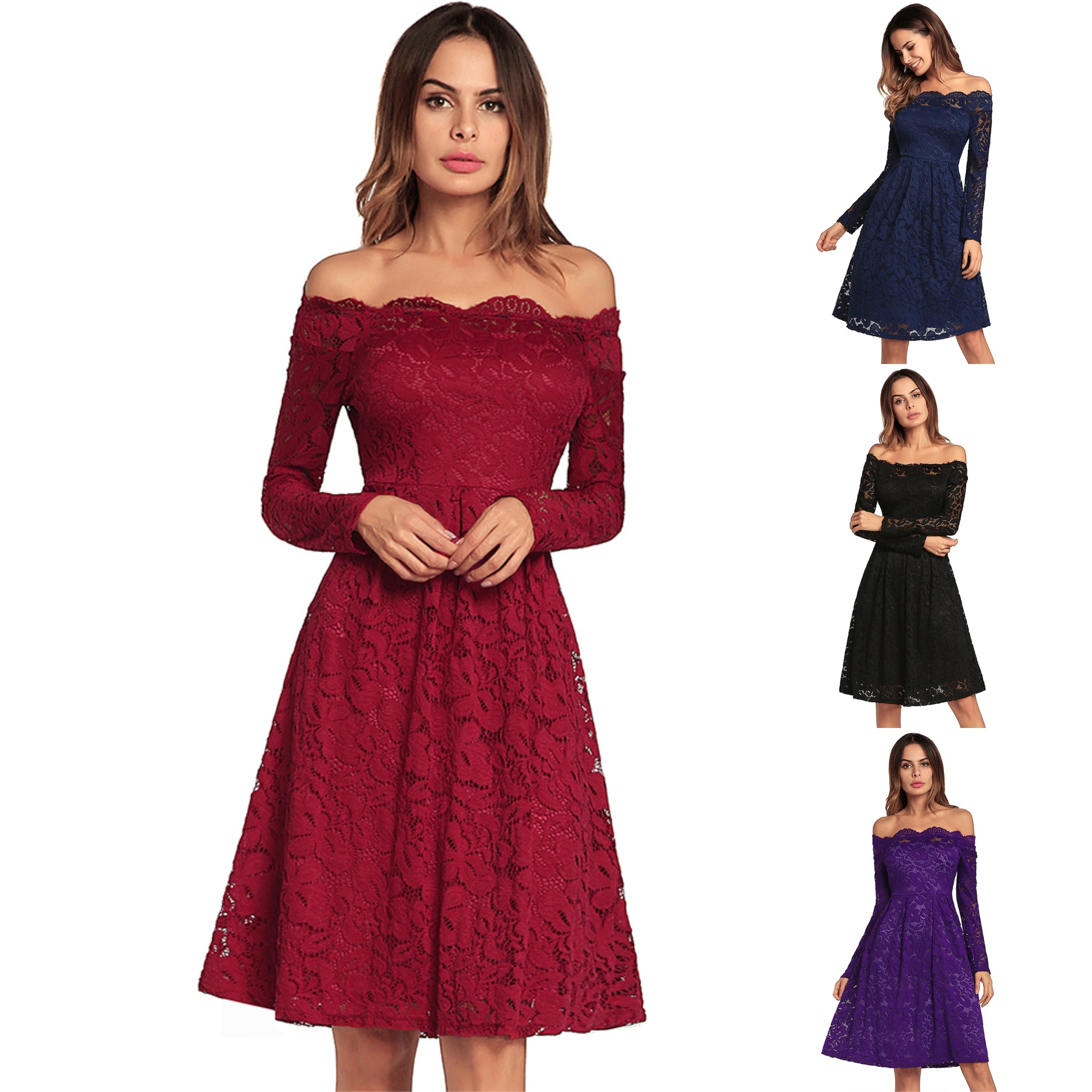Lace Long Sleeve Dress Elegant Design Sexy Fit Spring Summer Fashion Perfect for Parties and Special Occasions
