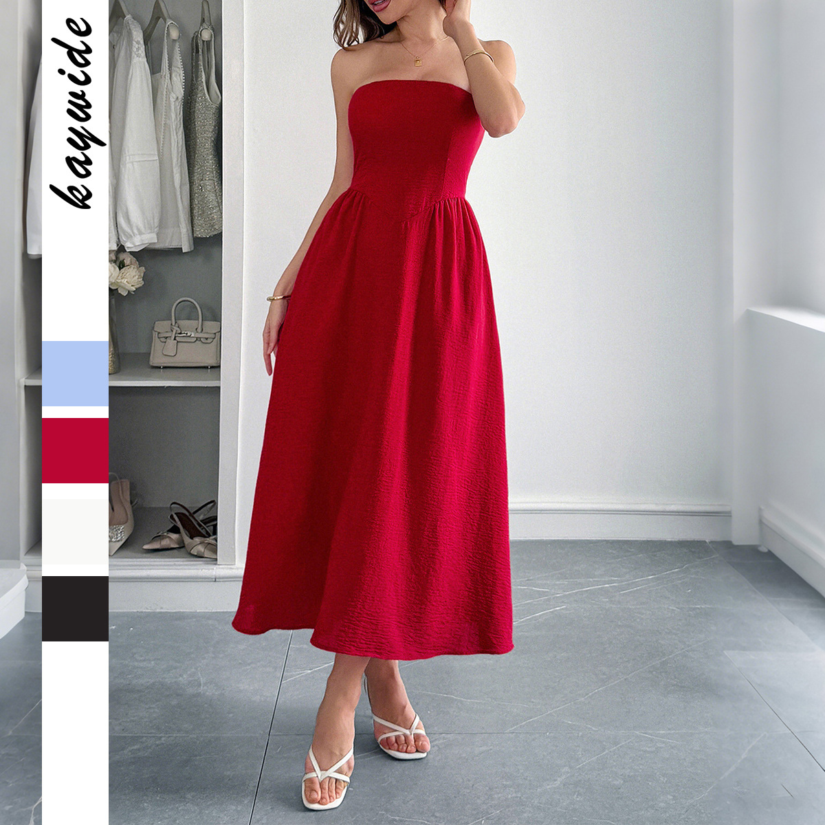 Elegant Strapless A line Long Dress for Women Summer
