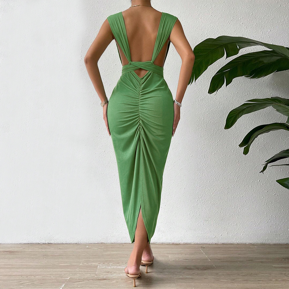 Autumn Winter New Sexy Backless Slim Fit Strap Party Dress