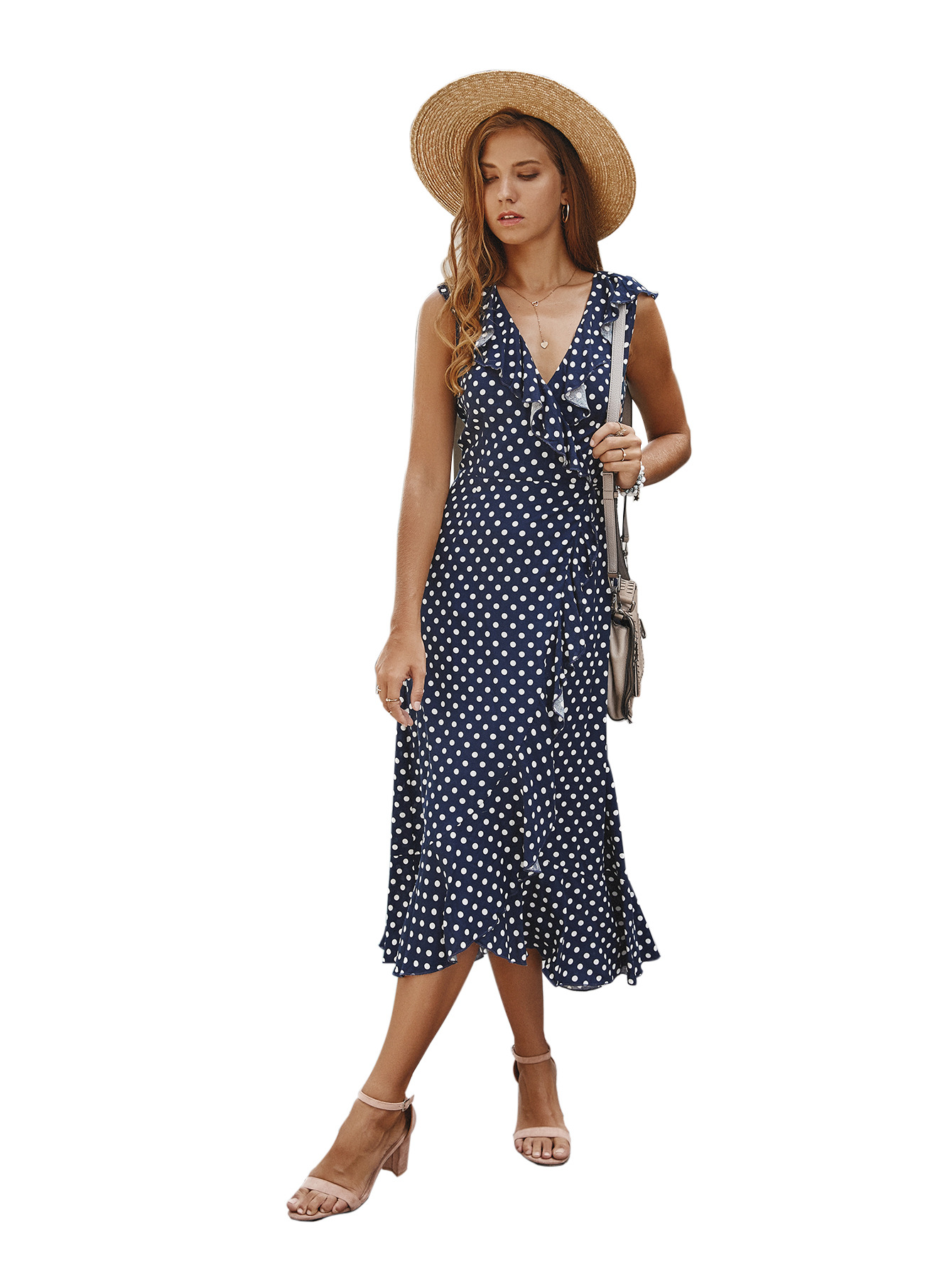 Polka Dot Sexy Sleeveless Dress Summer Fashion Comfortable Fit Casual Style Wholesale Available