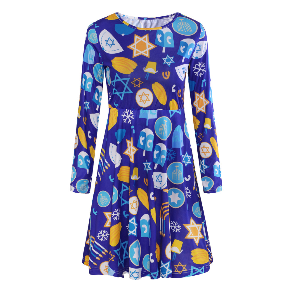 Womens Long Sleeve Printed Dress Autumn Winter Collection Christmas Theme Stylish Design Wholesale Available