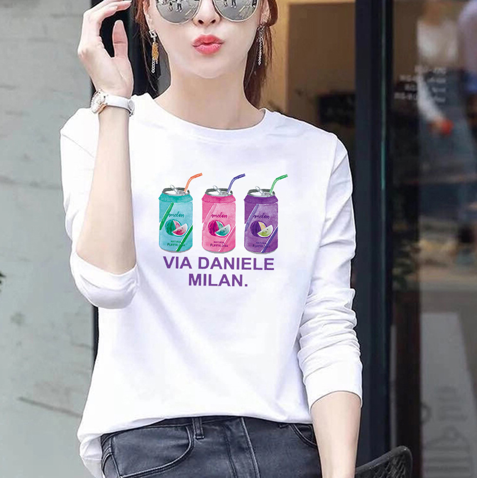 Womens Loose Fit Round Neck Long Sleeve T Shirt 95 Cotton Floral Print Plus Size Casual Spring Wear Wholesale