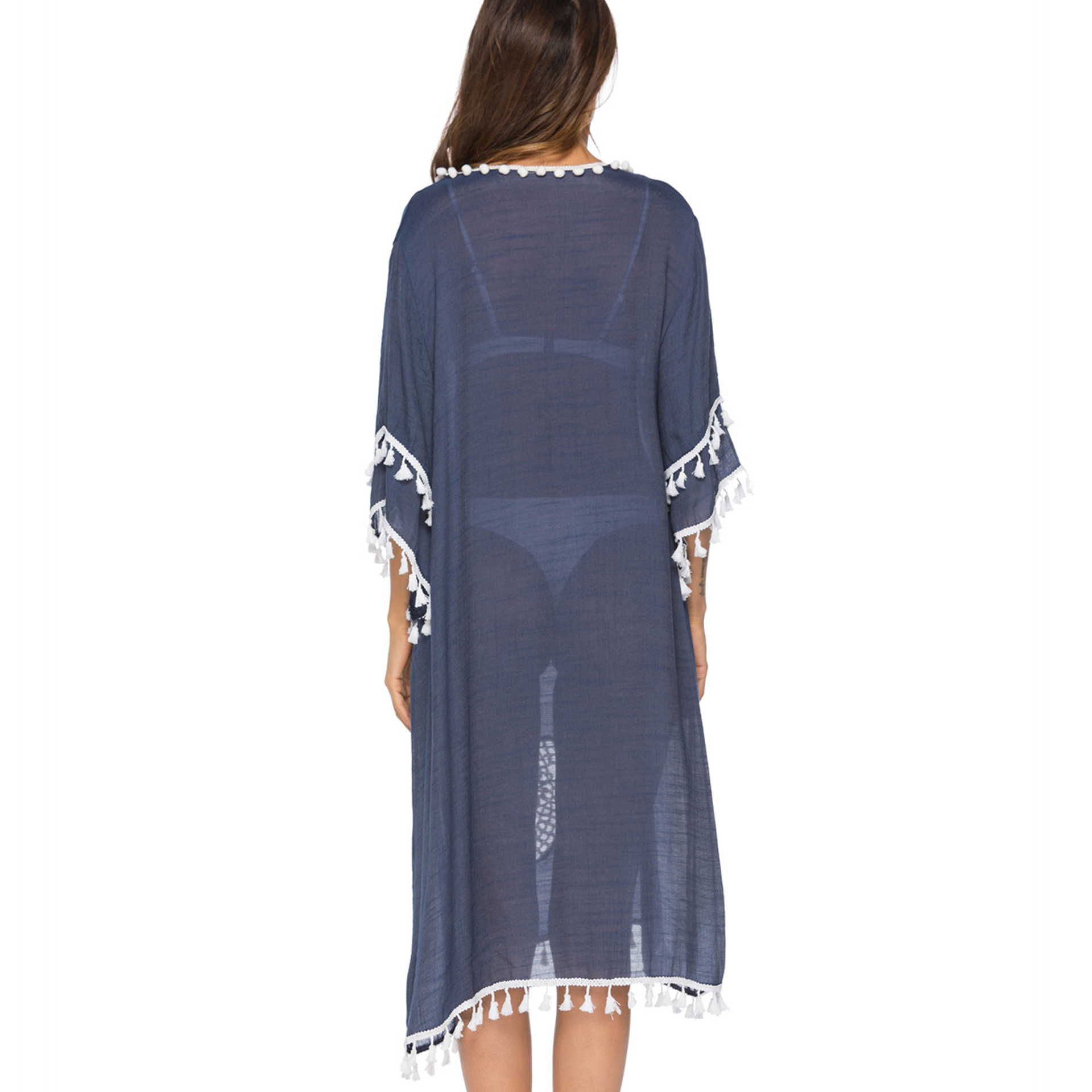 Womens Crochet Floral Patchwork Tassel Irregular Midi Beach Cover Up Dress Lightweight Bohemian Style Summer Wear