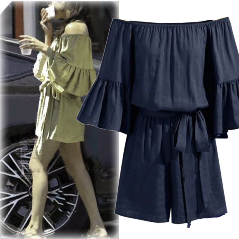 Summer Fashion Ruffled Jumpsuit Off Shoulder Plus Size Elegant Design Perfect for Parties and Casual Outings