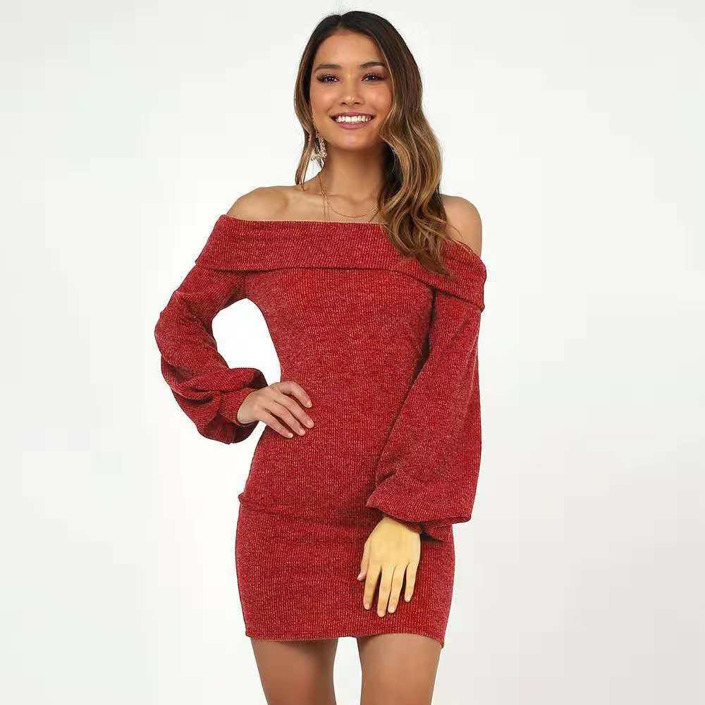 Off Shoulder Lantern Sleeve Dress Sexy Backless Design Available in 6 Colors Wholesale Supply low MOQ