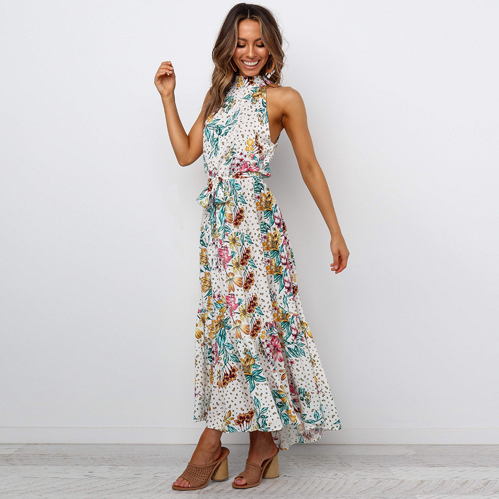 Floral Print Sleeveless Dress Fashionable Sexy Spring Summer Style Wholesale Availability custom packaging