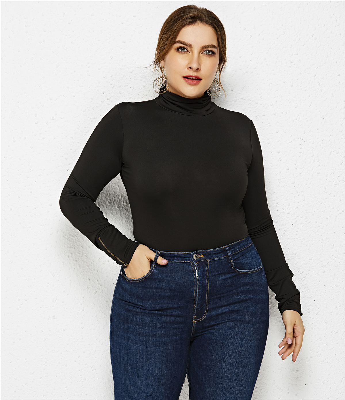 Women's Long-Sleeve Solid Color Dress
