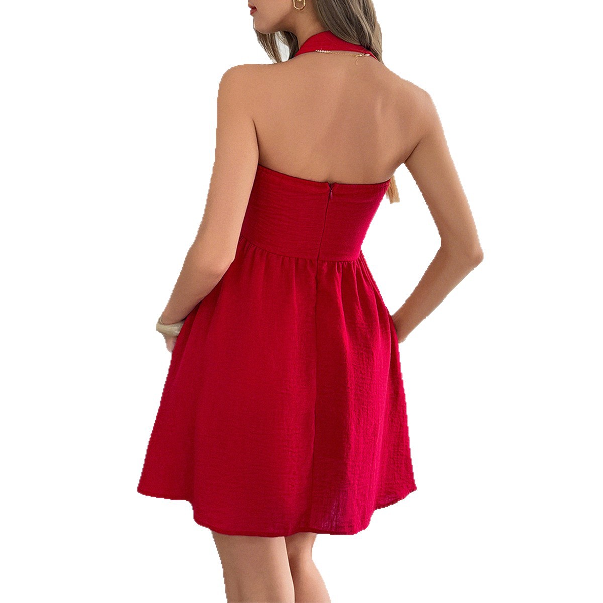 Elegant Halter Neck A line Dress for Women Summer