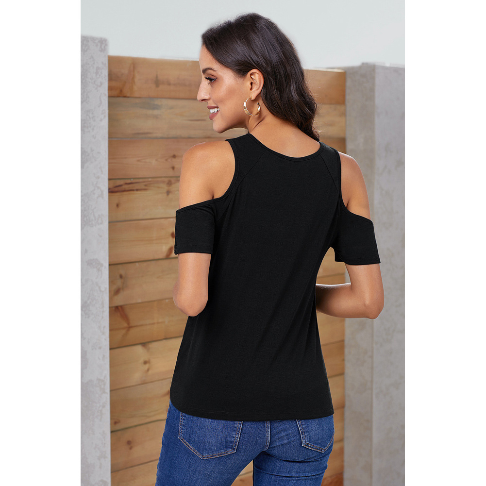 Womens Summer Loose T Shirt Round Neck Short Sleeve Solid Color Knot Hem Design Casual Wear Wholesale Available