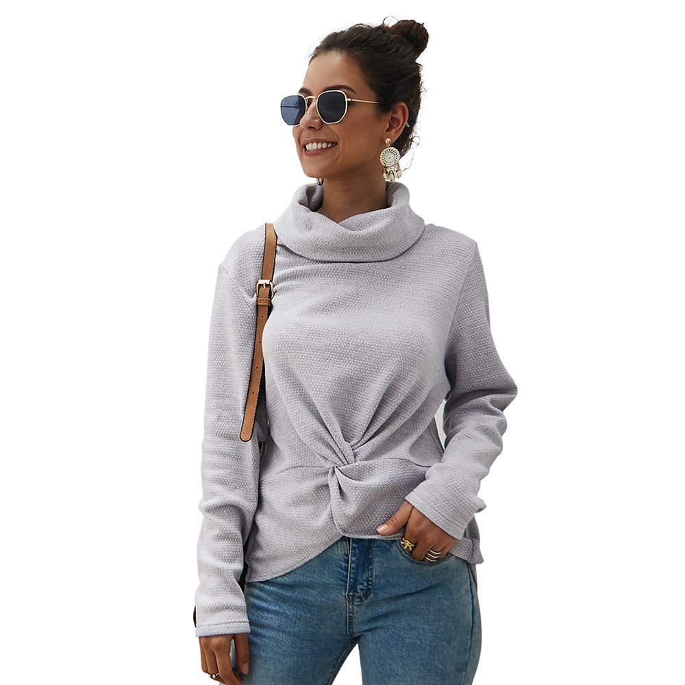 High Neck Solid Color Sweater Original Design Fashionable Style Comfortable Fabric Perfect for Fall Winter Ready to