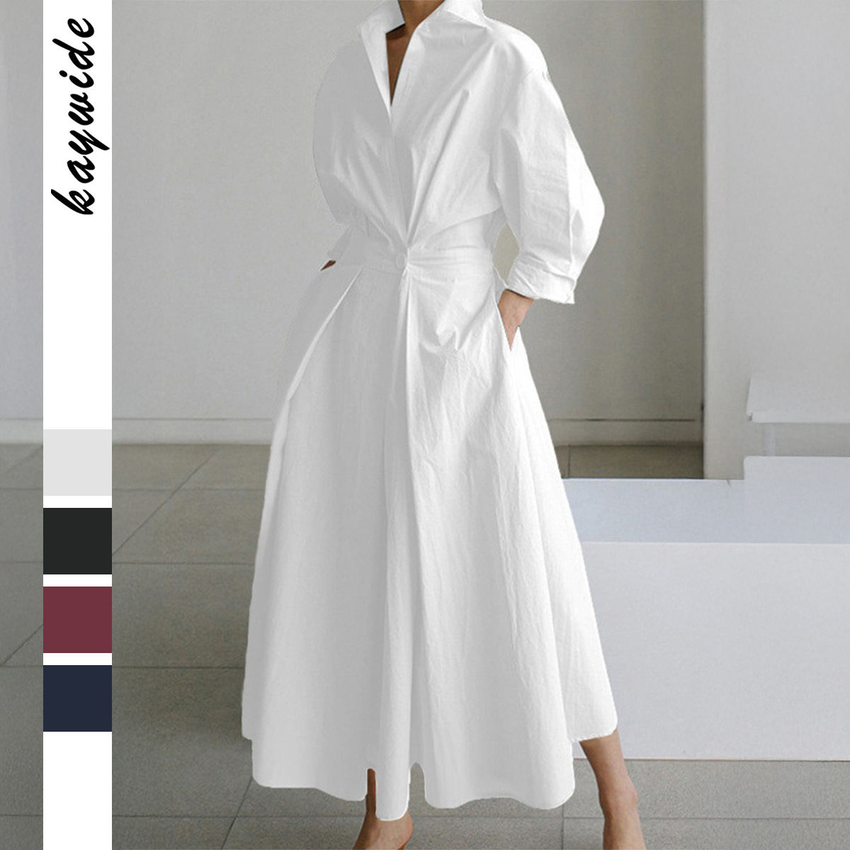 European and American Casual Style High end Long Sleeve Cardigan Long Dress for Women Autumn and Winter