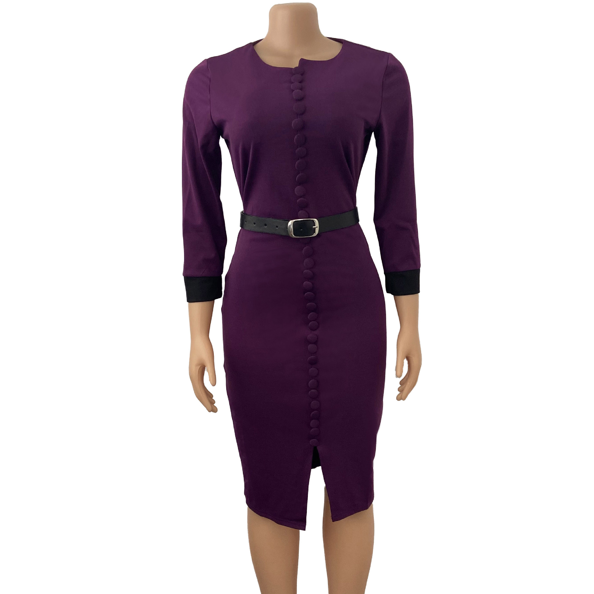 African Market Summer Women's Dress — New Arrival, Stretchy, Color Block, Button Down, Slit Design — Casual Wear — Wholesale S