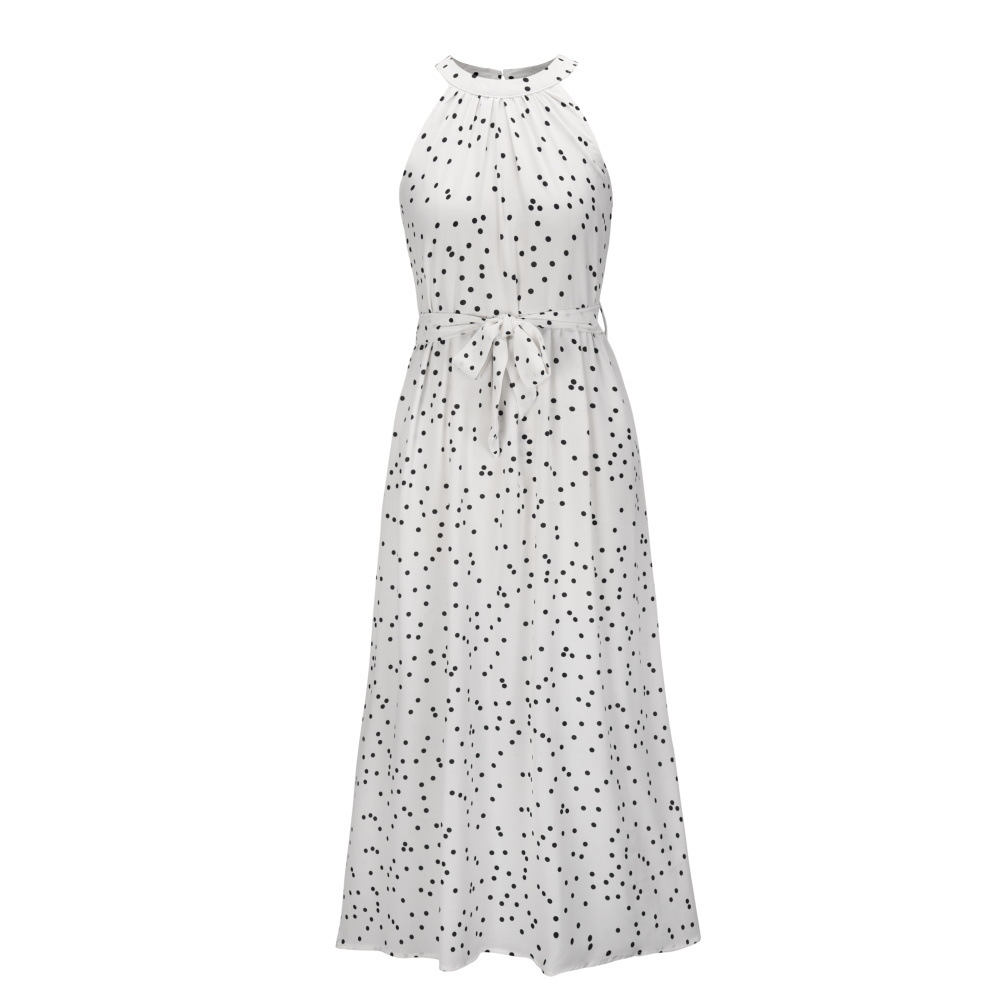 Summer Womens Midi Dress Polka Dot Tie Waist Comfortable Fabric Casual Wear for Parties or Everyday Wholesale
