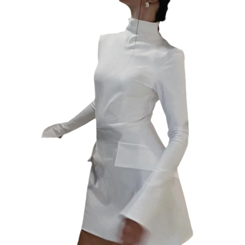Women's Elegant Slim Fit Long-Sleeve Solid Color Bodycon Dress