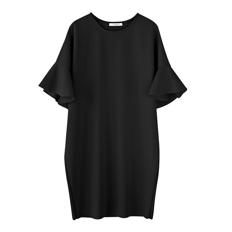 Plus Size Summer Dress Loose Fit Round Neck Bell Sleeves Casual Wear for Women OEM Available