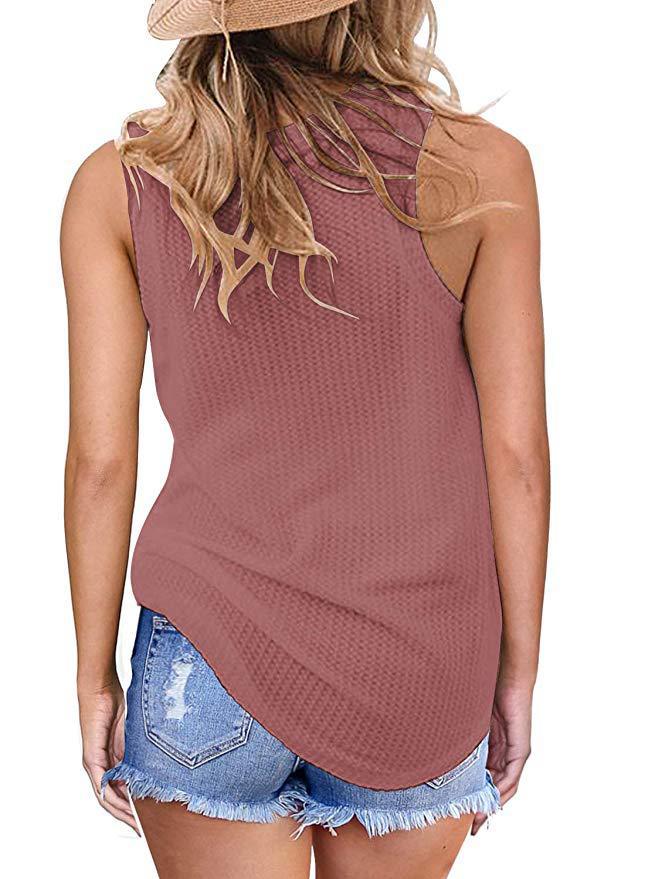 Twisted Hem Sleeveless T Shirt Fashionable Casual Style Round Neck Wholesale Supply Available custom packaging