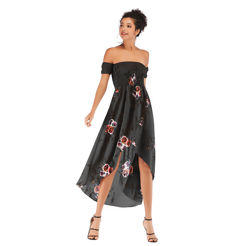 Womens Floral Chiffon Dress Sexy Off Shoulder Design Spring Style Lightweight Fabric Wholesale Available
