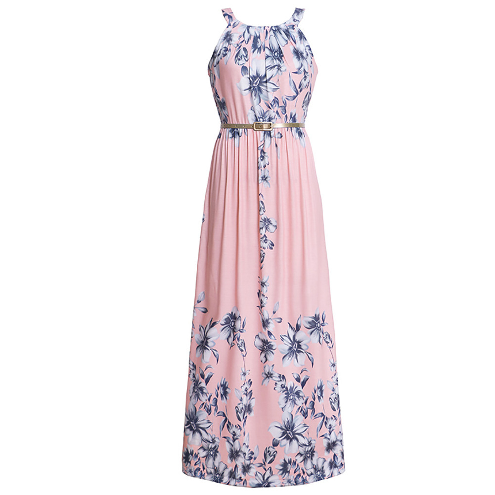 Plus Size High Waist Maxi Dress Summer Floral Print Comfortable Fabric Elegant Style Perfect for Beach Vacations