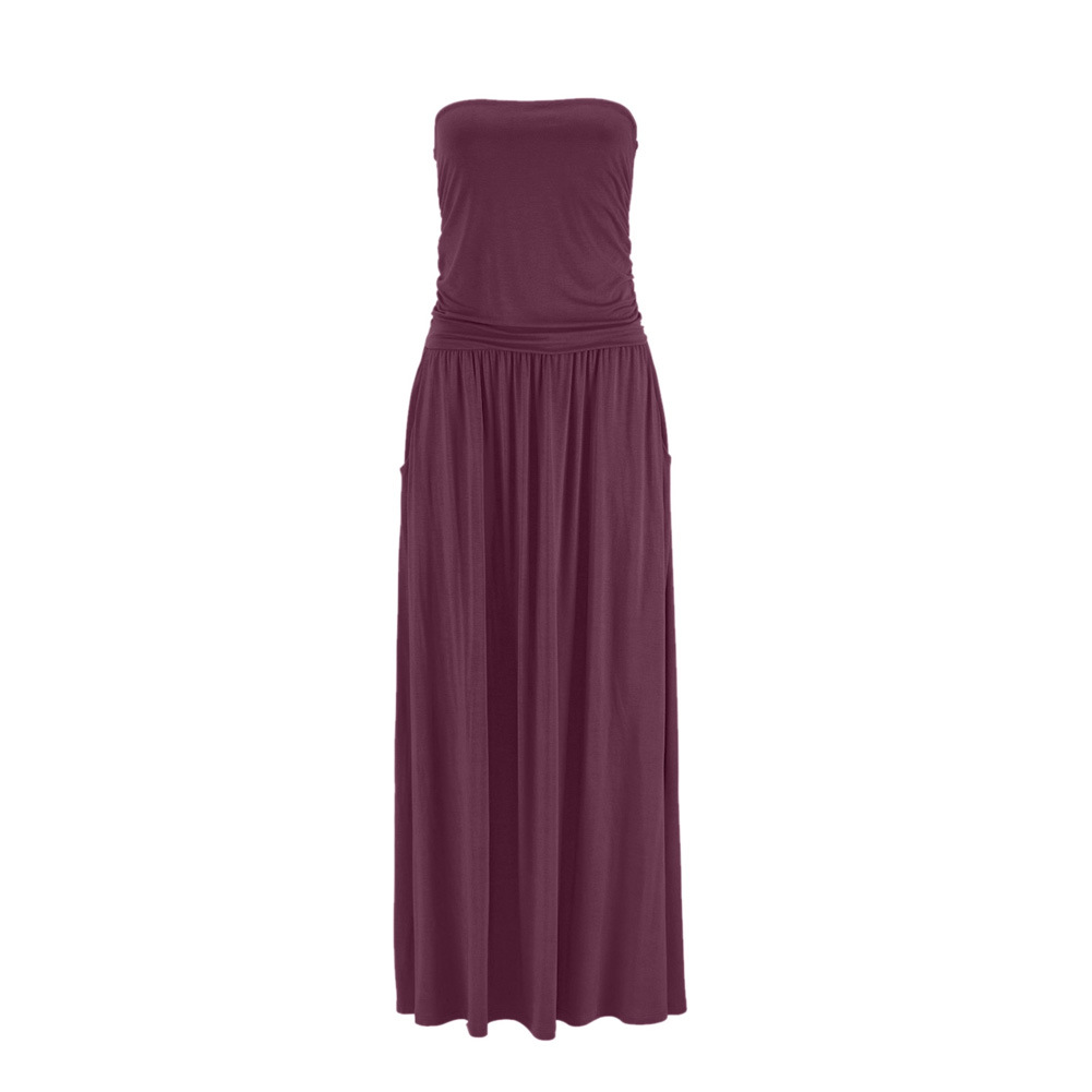 Summer Womens Strapless Maxi Dress Off Shoulder Loose Fit Elegant Style Perfect for Beach or Casual Events