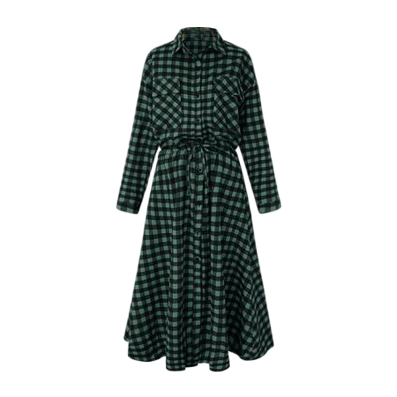 Long Sleeve Houndstooth Maxi Dress High Waist Belted Elegant Design Perfect for Spring and Autumn Ready to Ship
