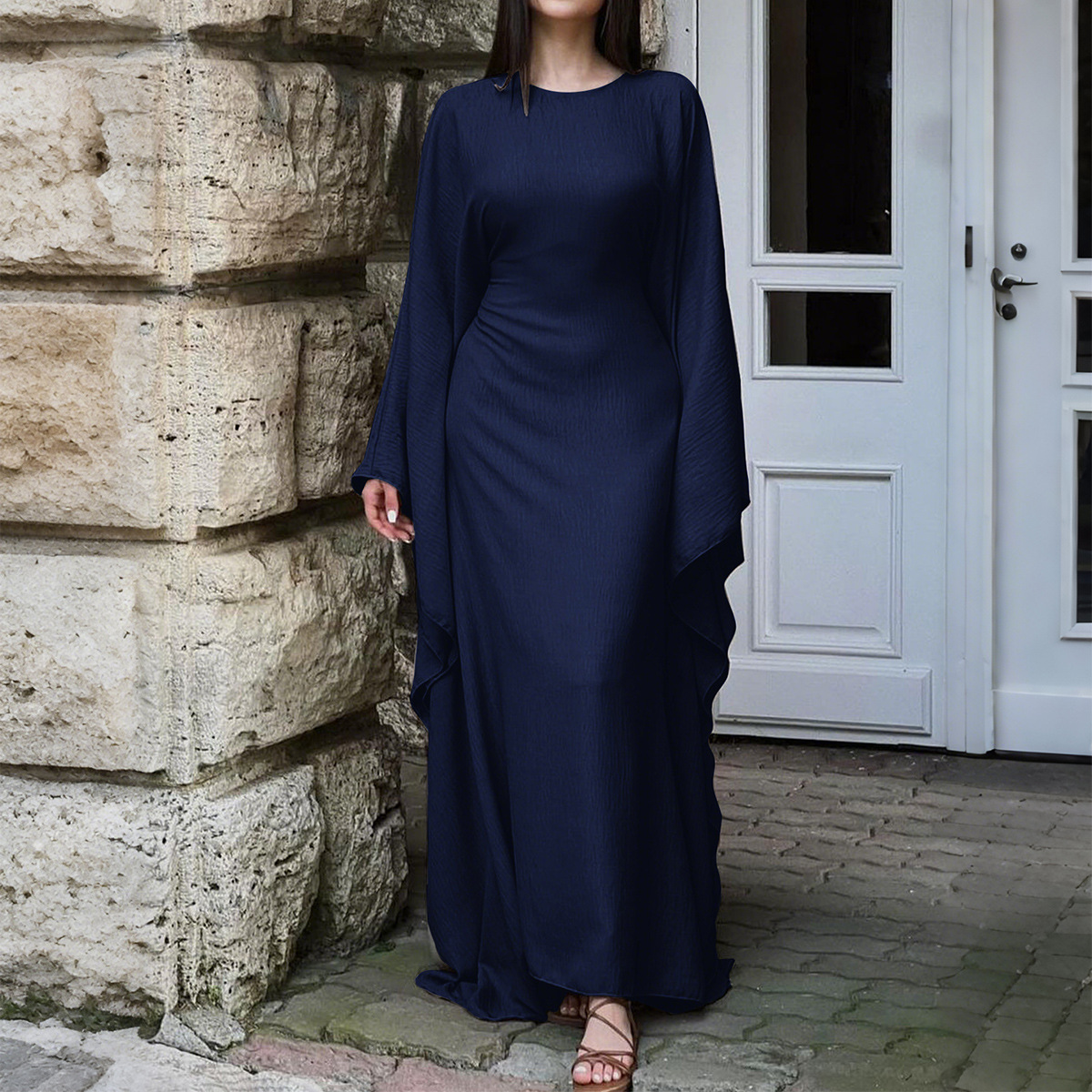 Elegant Solid Color Long Sleeve Dress for Women Autumn Winter