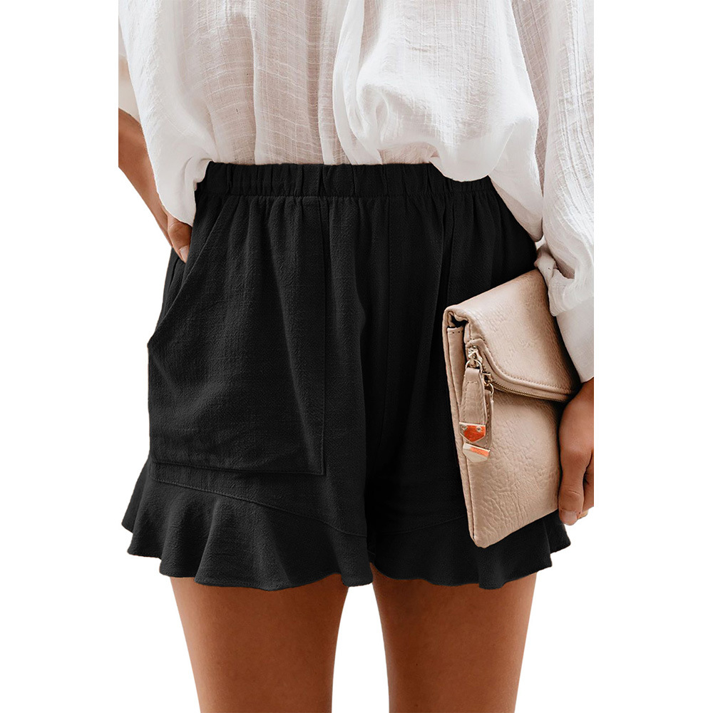 Womens Summer Solid Color Casual Shorts Stylish Pleated Design Comfortable Fit Versatile for Everyday Wear Wholesale