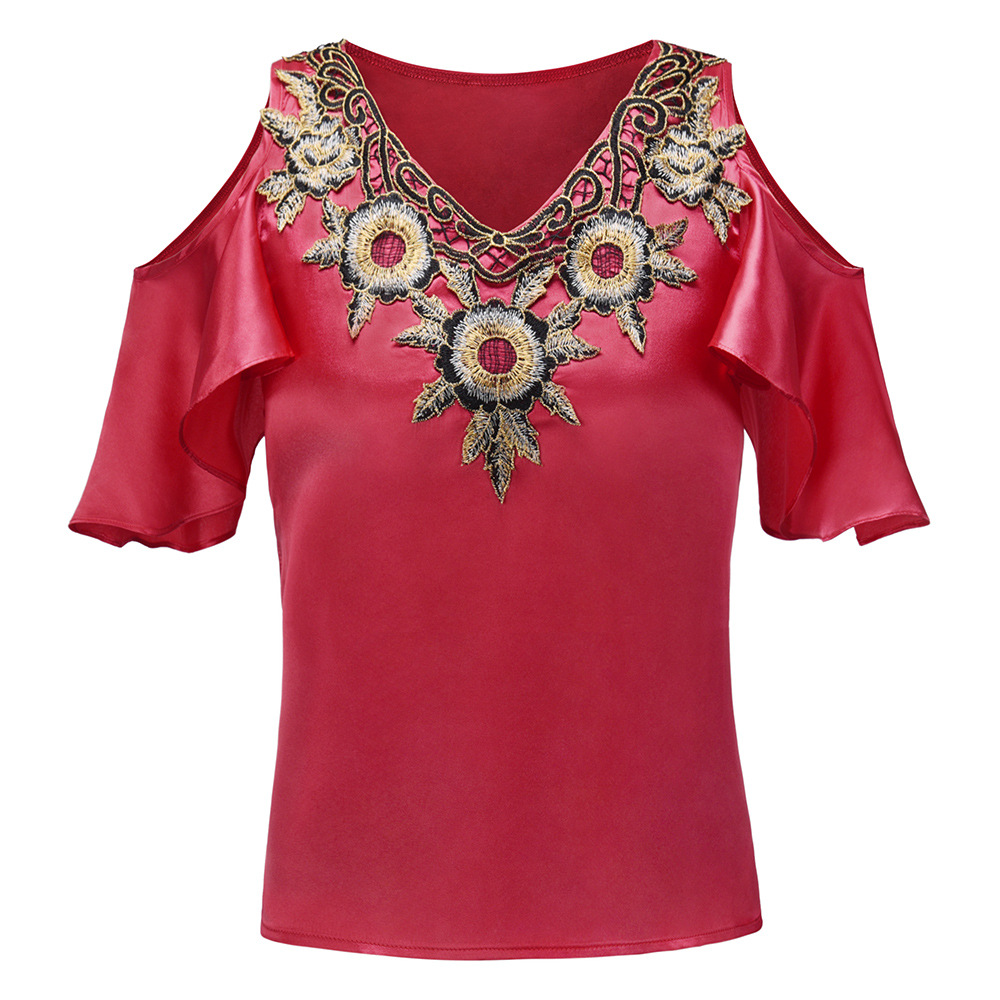 Womens Loose Fit Short Sleeve T Shirt Sexy V Neck Comfortable Fabric Trendy Design Spring Summer Fashion Wholesale