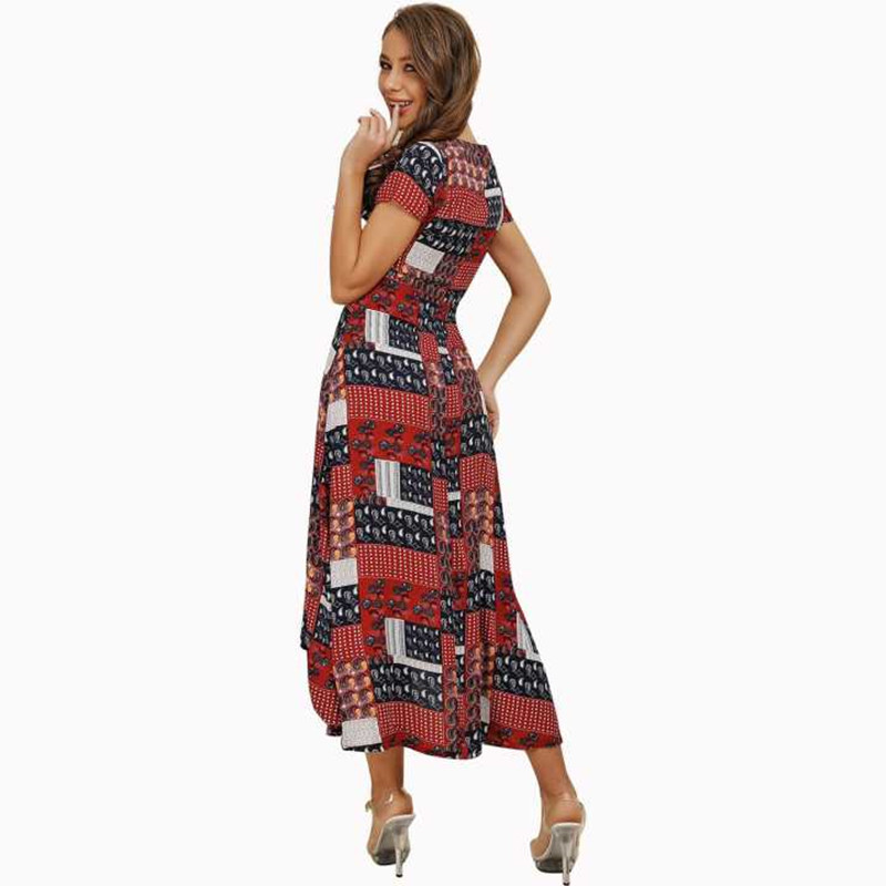 Floral Print Irregular Midi Dress Wrap Style Elegant Design Comfortable Fabric Perfect for Spring and Summer Events