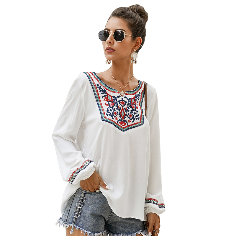 Womens Long Sleeve Ethnic Style T Shirt Original Design Spring Collection Wholesale Available