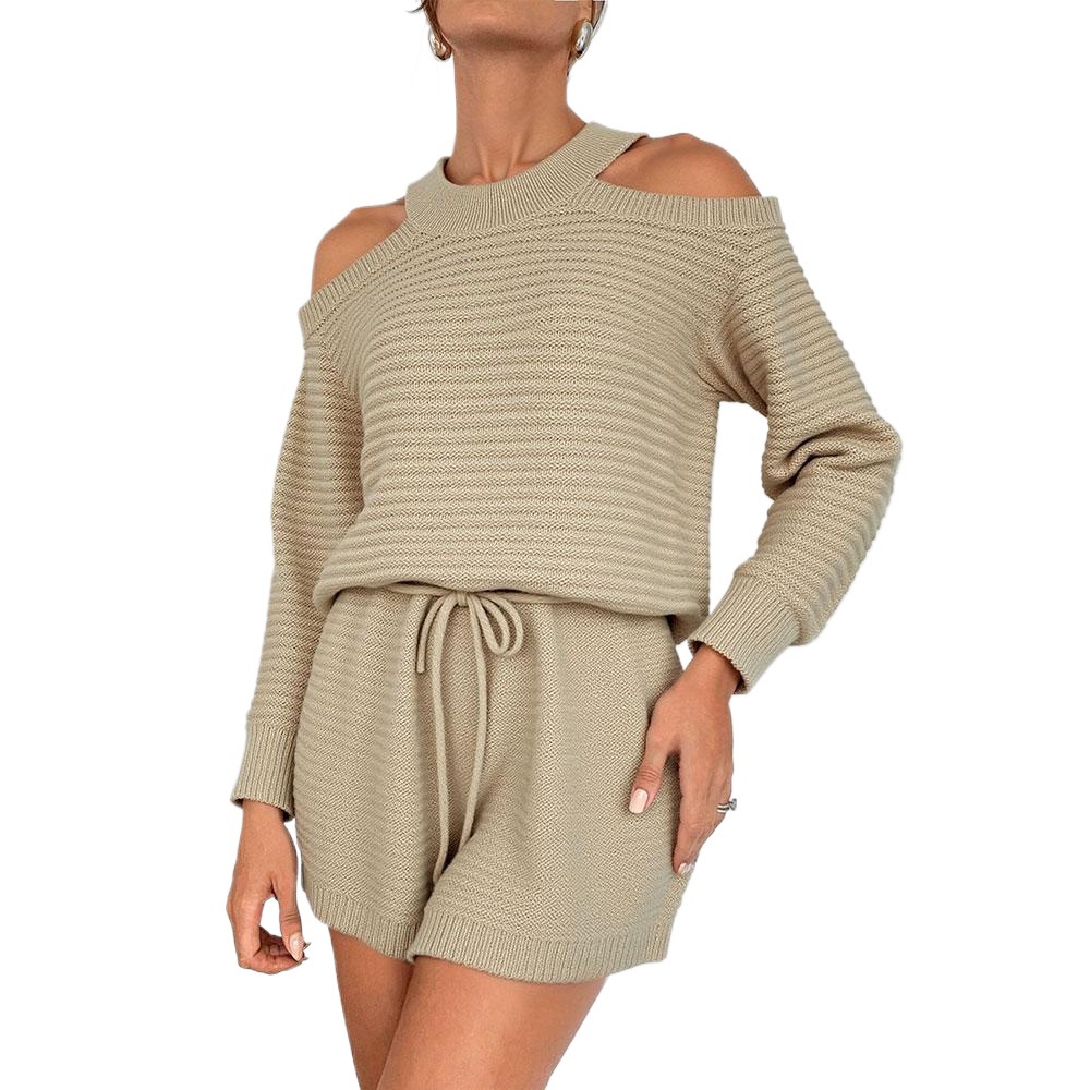 Shoulder Strap Sweater Dress New Women's Casual Solid Color Long Sleeve Dress