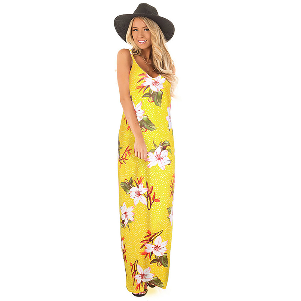 Summer Spring Womens Dress Sexy Slim Fit Spaghetti Strap Long Length Perfect for Casual Outings or Parties