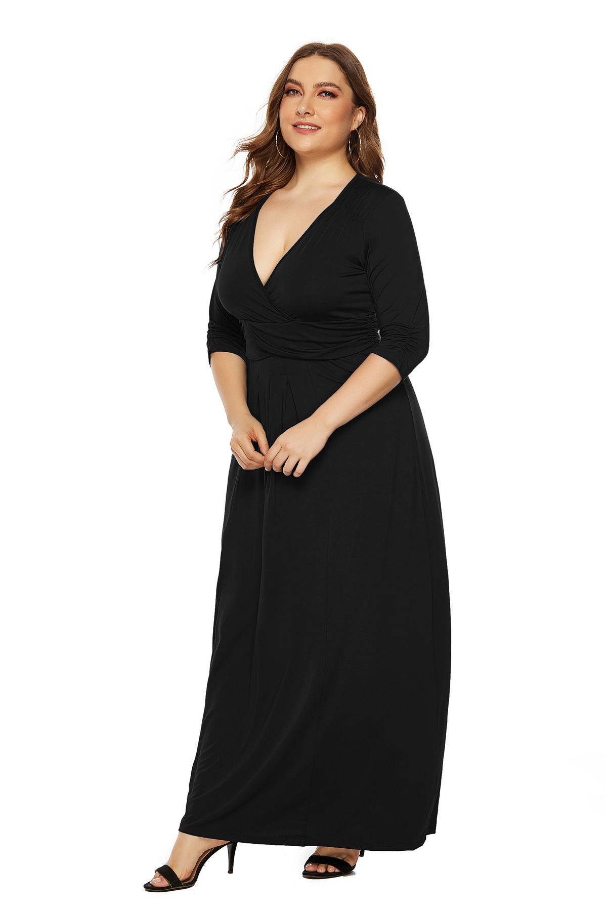 Plus Size Womens Dress Elegant Deep V Neck Flowy A Line High Elasticity Perfect for Formal Events Wholesale