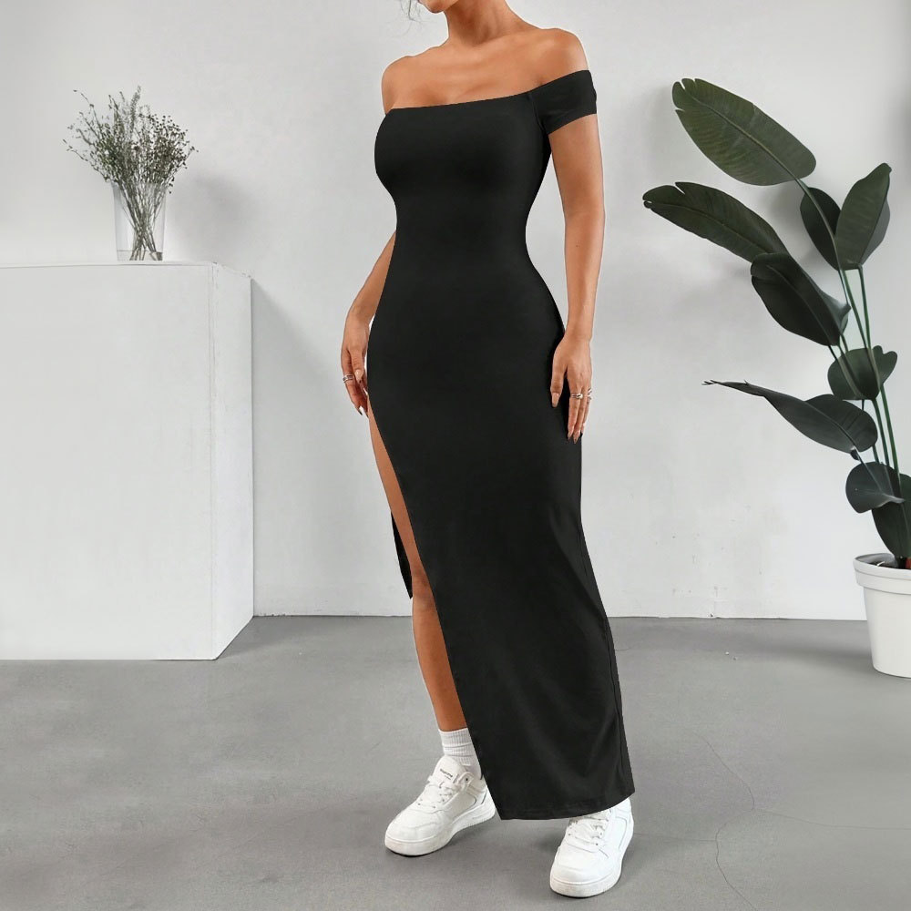 Elegant Off Shoulder Midi Dress Sexy Split Design Spring Summer Collection Perfect for Parties and Events Wholesale