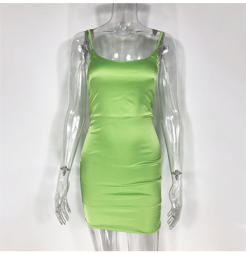 Satin Mini Dress Candy Color Spaghetti Straps Summer Style Wholesale Womens Fashion custom packaging
