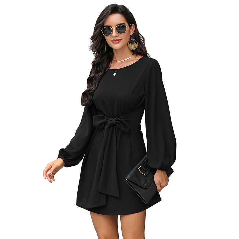 Womens Long Sleeve Dress Waist Defining Elegant Design Fall Winter Fashion Wholesale Available