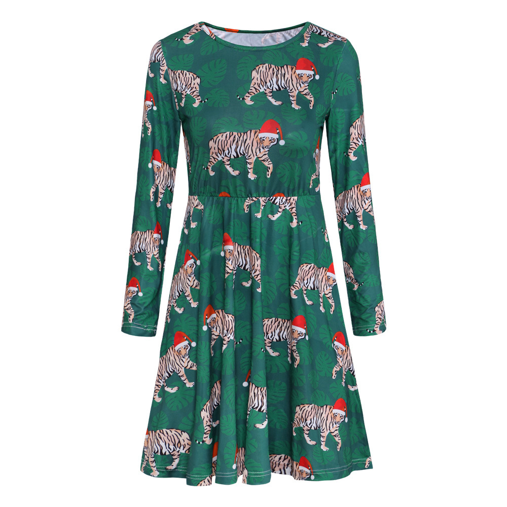 Womens Long Sleeve Printed Dress Autumn Winter Collection Christmas Theme Stylish Design Wholesale Available
