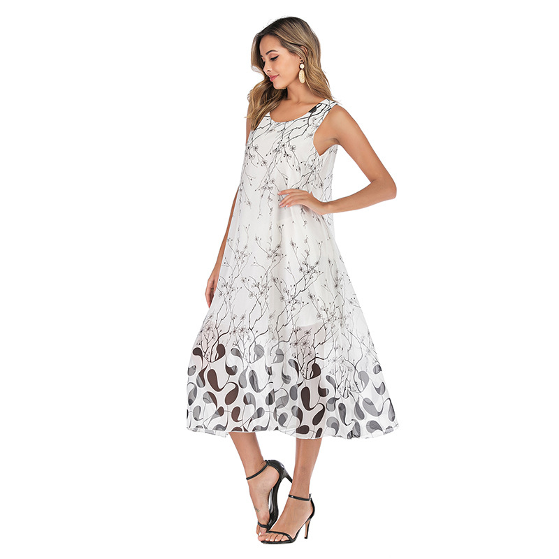 Chiffon Floral Dress Sleeveless Casual Elegant Design Spring Summer Womens Fashion Wholesale Available