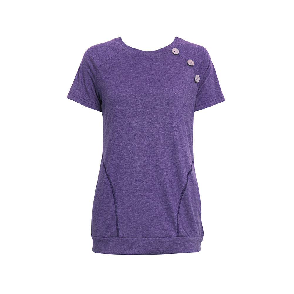 Womens Summer T Shirt Casual Round Neck Pocket Button Detail Short Sleeve Perfect for Everyday Wear Wholesale