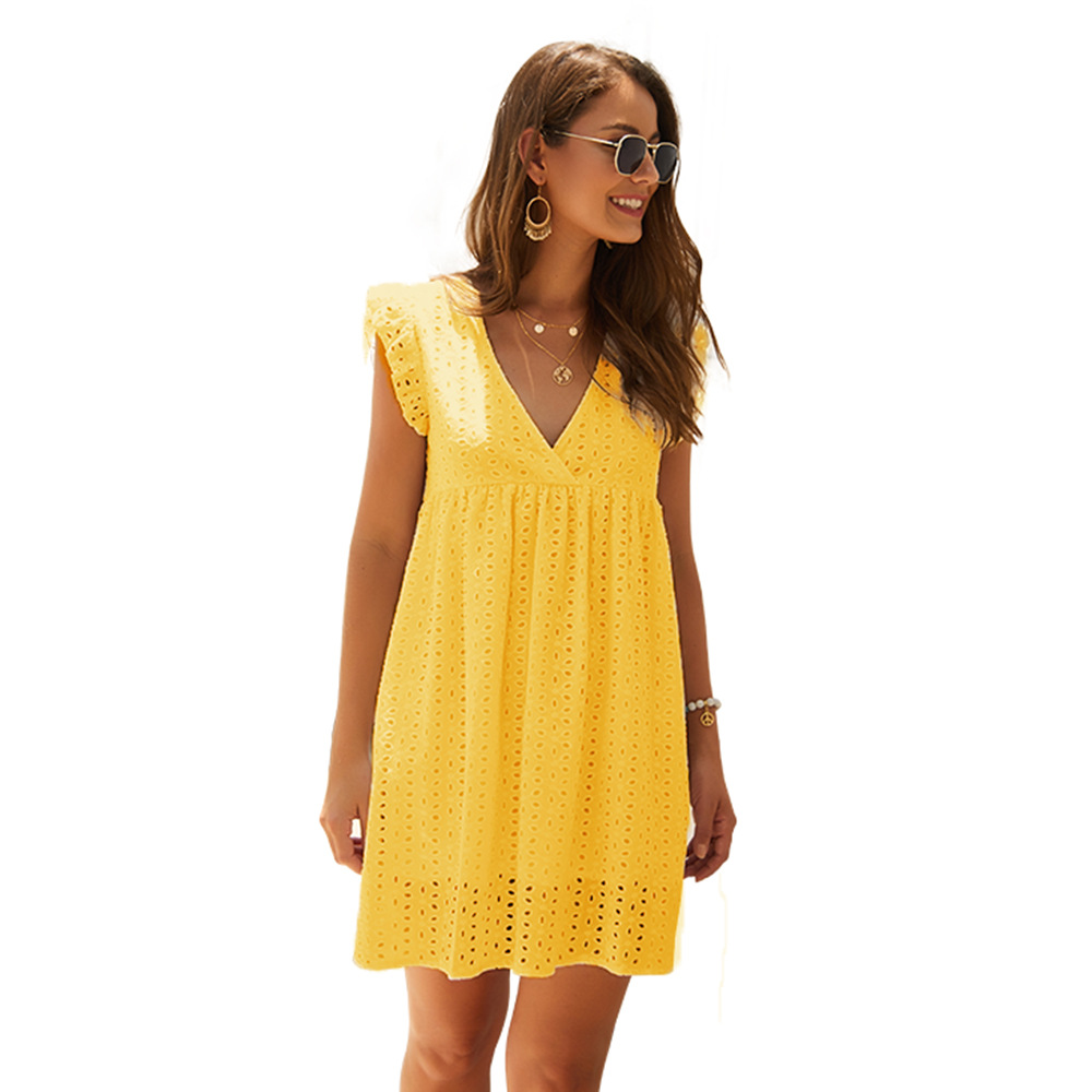 Fashion Womens Summer Dress V Neck Loose Fit Lace Detail Casual or Party Wear Wholesale Available