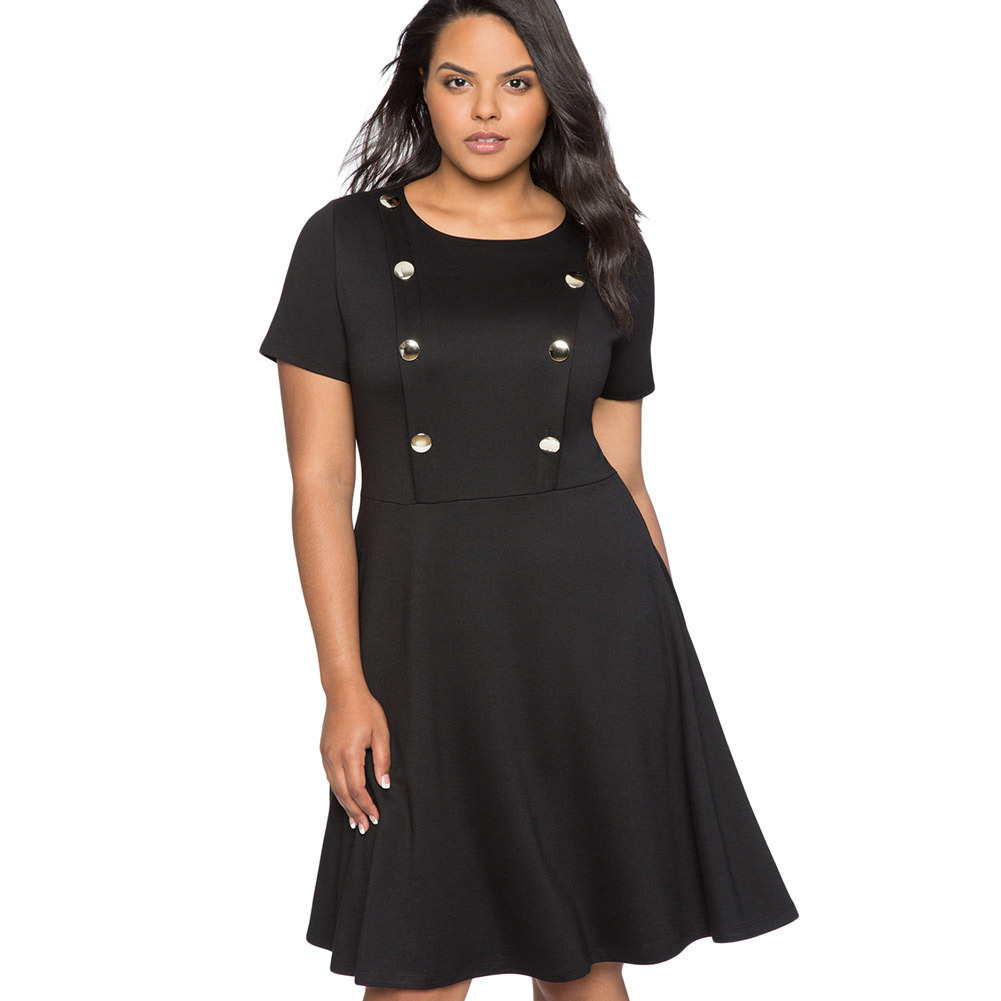 Summer Womens A Line Dress Short Sleeve Round Neck Loose Fit Plus Size Casual Wear for Everyday Use Wholesale