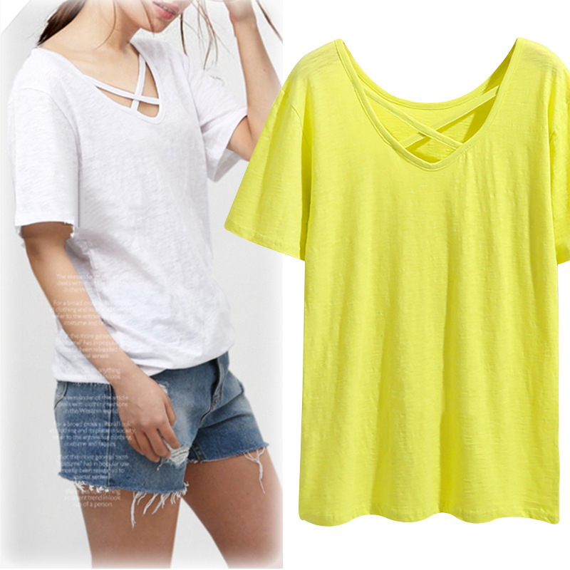 Plus Size Womens V Neck Short Sleeve T Shirt Loose Fit Summer Style Casual Wear Wholesale Available