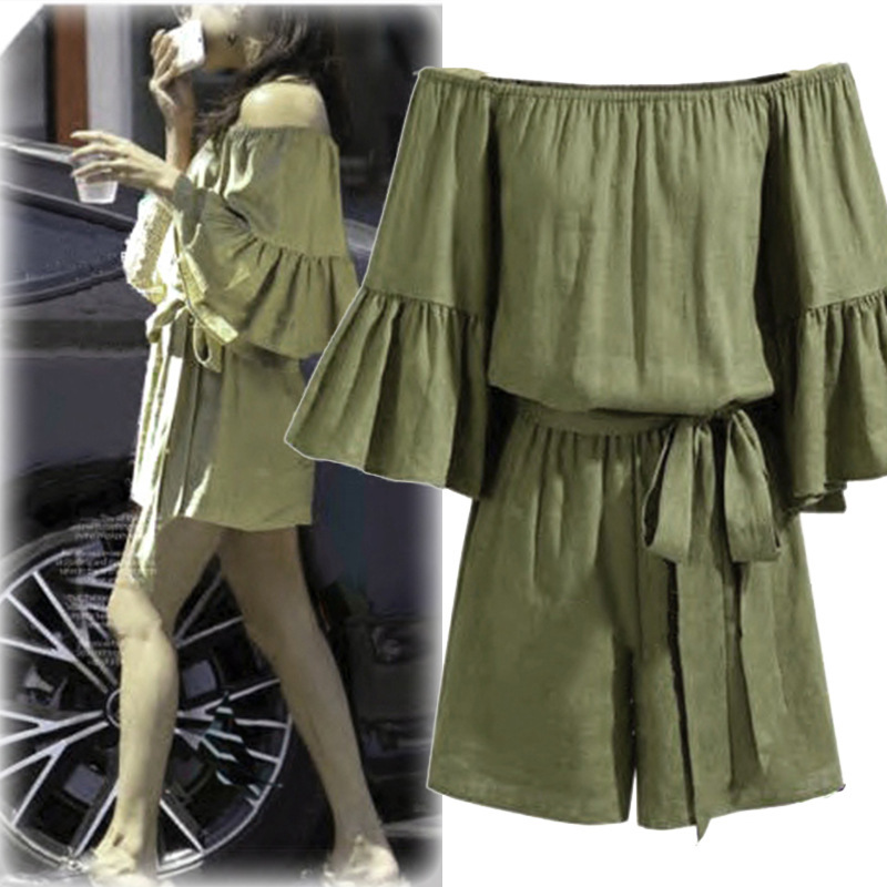 Summer Fashion Ruffled Jumpsuit Off Shoulder Plus Size Elegant Design Perfect for Parties and Casual Outings