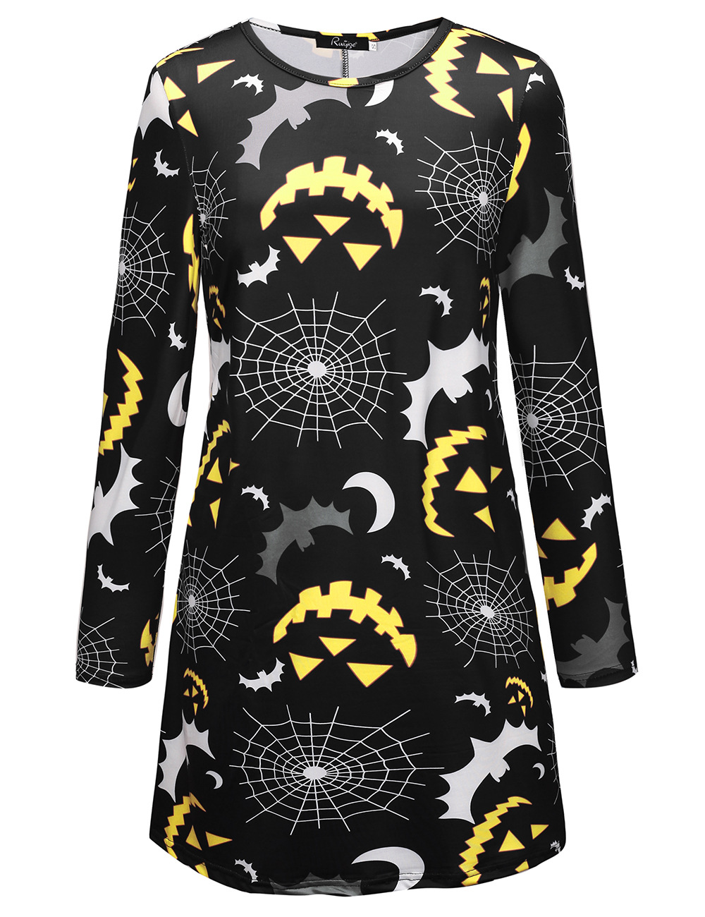 Womens Christmas Dress Long Sleeve Skull and Pumpkin Print Autumn Winter Style Perfect for Holiday Parties