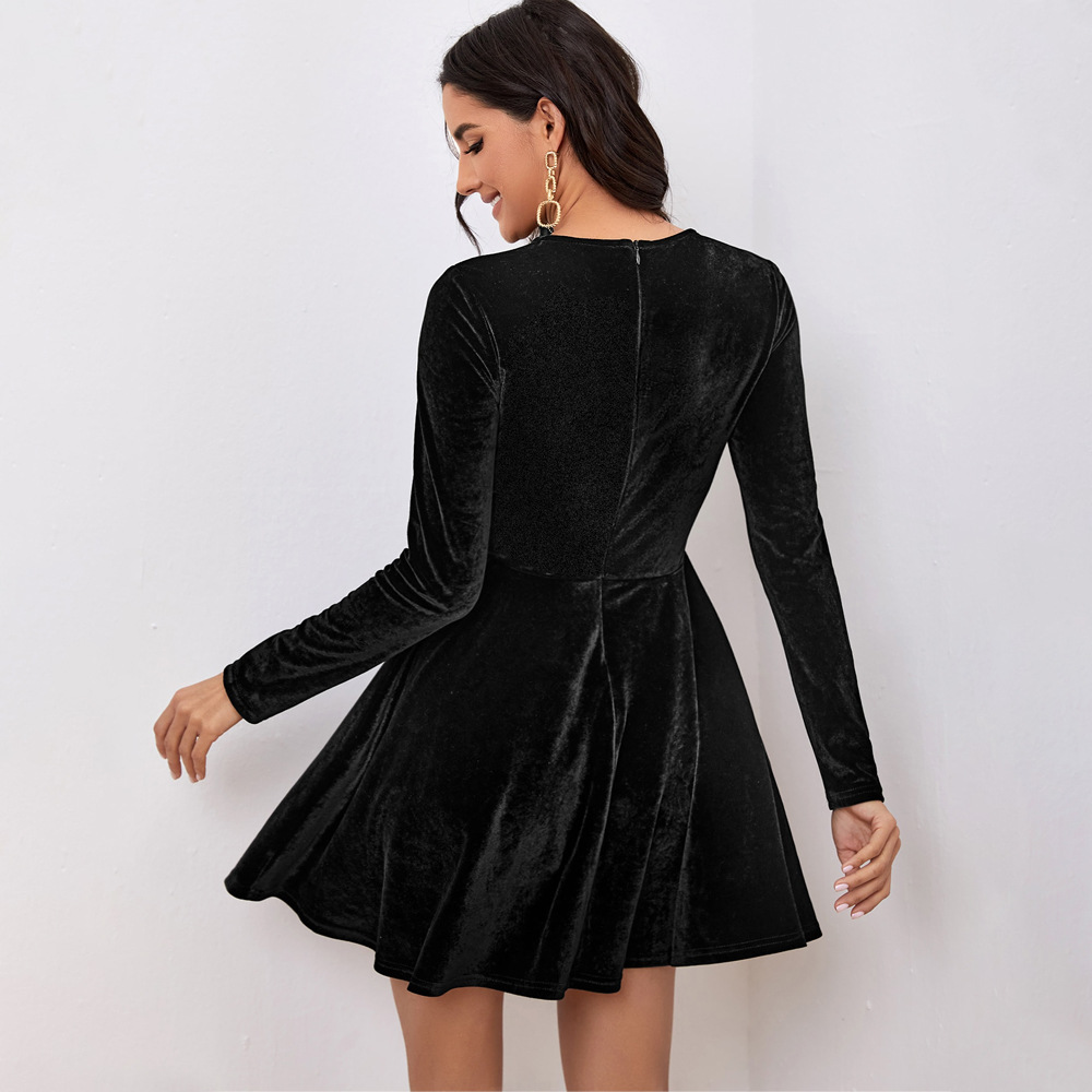 Women's Elegant Long-Sleeve Mini A-Line Dress