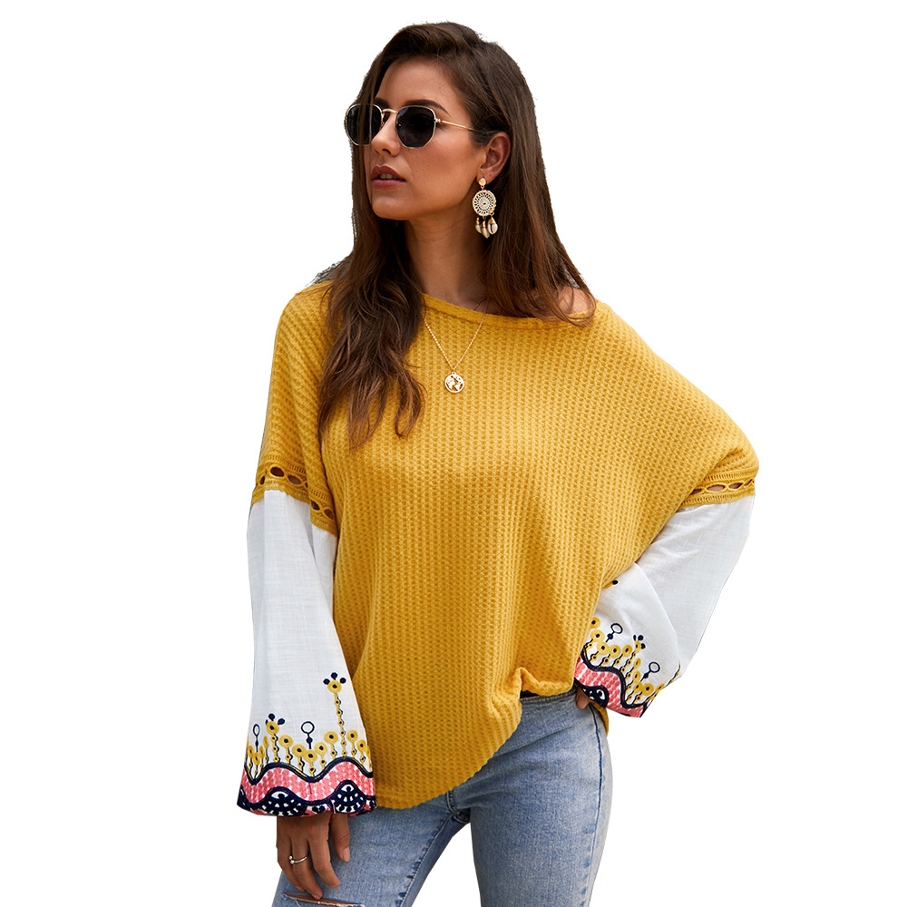 Knitted Patchwork Sweater Stylish Design Comfortable Fit Warm Fabric Autumn Winter Fashion for Women OEM Available