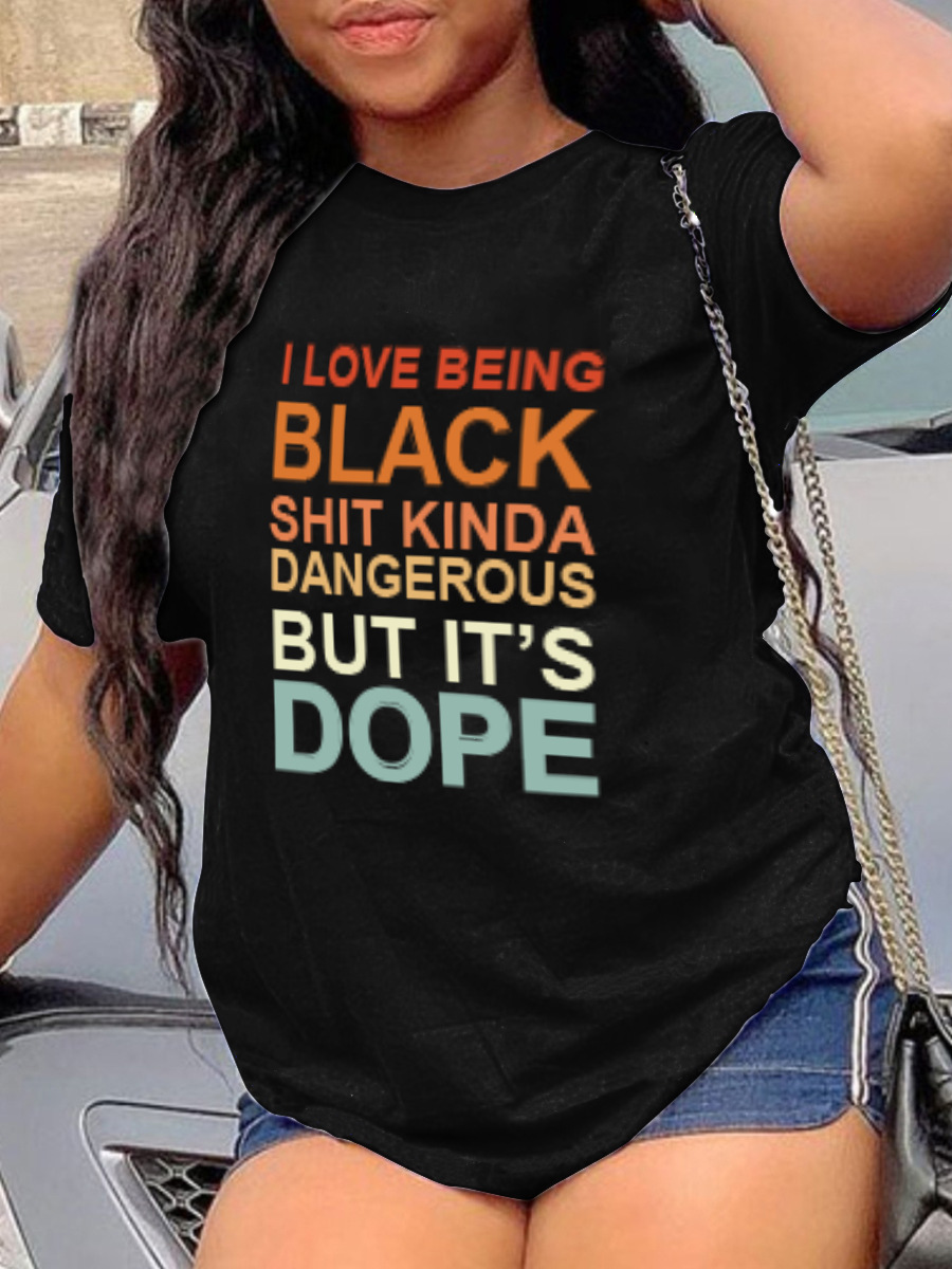 Plus Size Womens Short Sleeve T Shirt Letter Print Casual Style Comfortable Fabric Wholesale Available