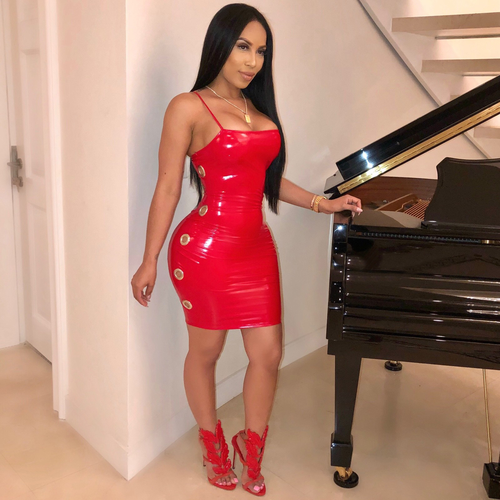 Sexy Womens PU Leather Slip Dress Bodycon Fit Adjustable Straps Stylish Design Night Out or Party Wear Wholesale