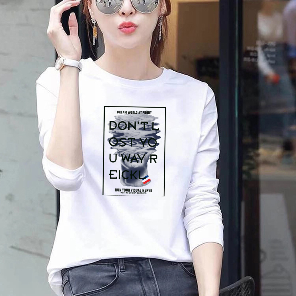 Womens Loose Fit Round Neck Long Sleeve T Shirt 95 Cotton Floral Print Plus Size Casual Spring Wear Wholesale